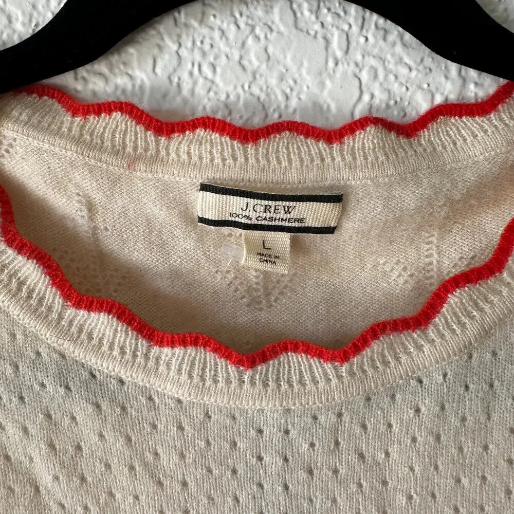 J.Crew Womens L 100% Cashmere Sweater Anchor Print Crewneck NWT